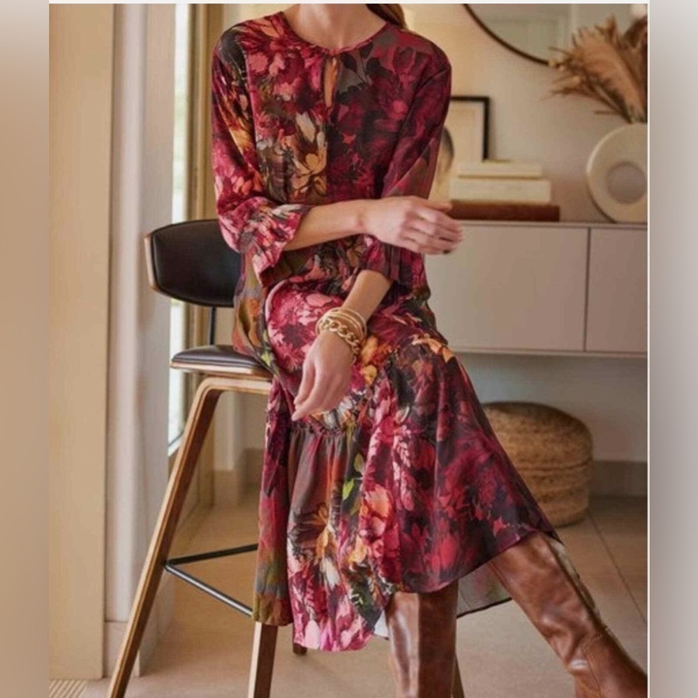 Soft Surroundings Dress Natural Romance Floral Maxi Size Large NWT Casual - Picture 3 of 13